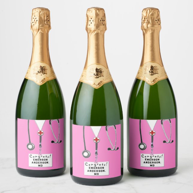 Doctor Graduation Medical School Sparkling Wine La Sparkling Wine Label (Bottles)