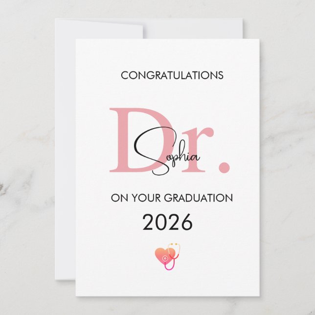 Doctor Graduation Personalized Name Class 2026 Card (Front)