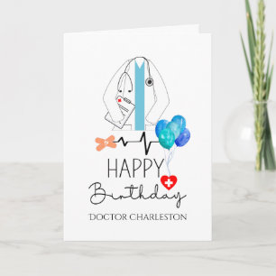 Doctor Happy Birthday White Coat Personalised Card