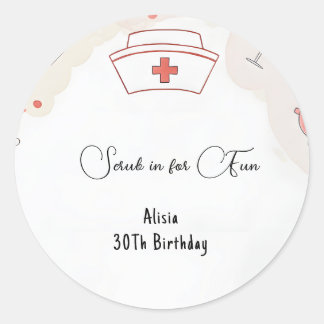 Doctor Heart Registered Nurse Rn 30th Birthday Classic Round Sticker
