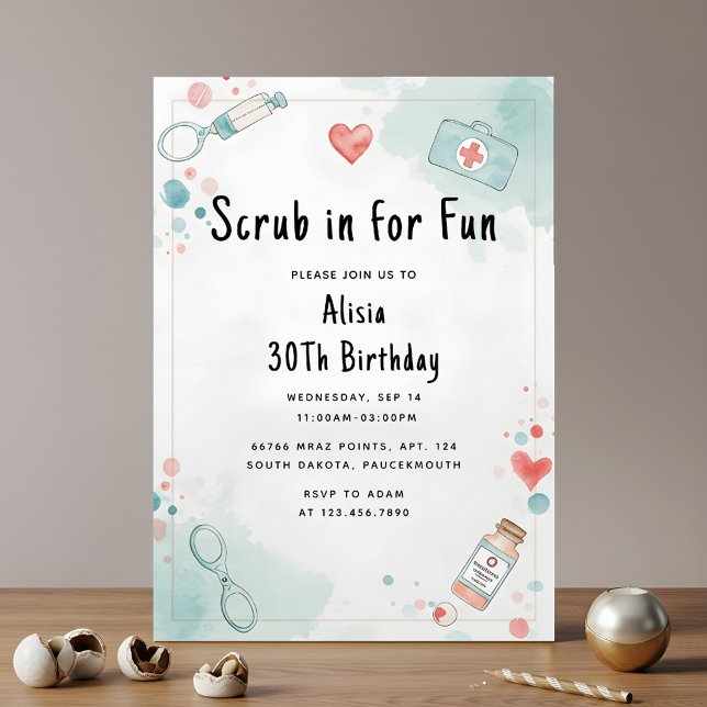 Doctor Heart Registered Nurse Rn 30th Birthday Invitation (Creator Uploaded)
