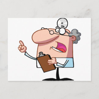 Doctor holding a  clipboard postcard