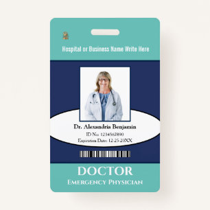 Doctor ID Identification Card Custom Name Photo ID Badge