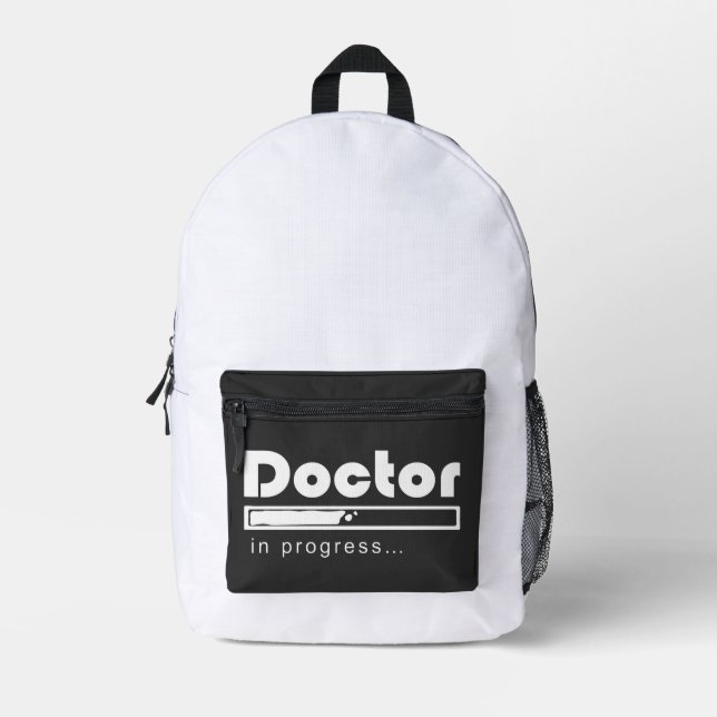 Doctor in Progress Loading Bar Funny Med Student Printed Backpack (Front)