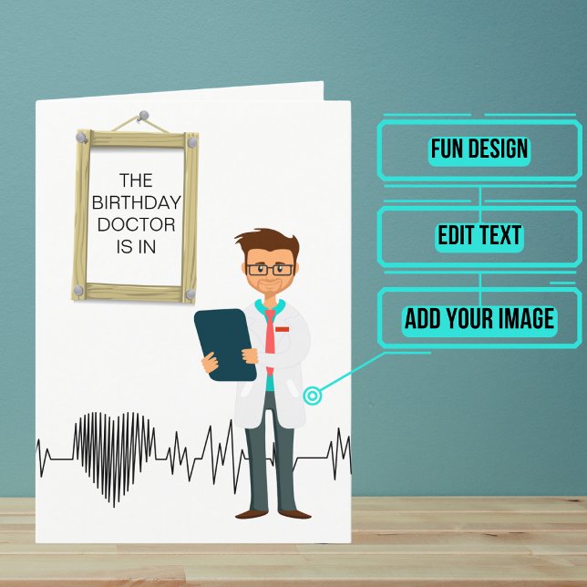 Doctor Is In Birthday Card (This funny birthday card is for the physician / doctor friend or family member in your life.)