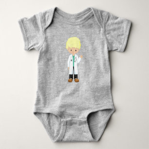 Doctor, Lab Coat, Medicine, Cute Boy, Blonde Hair Baby Bodysuit