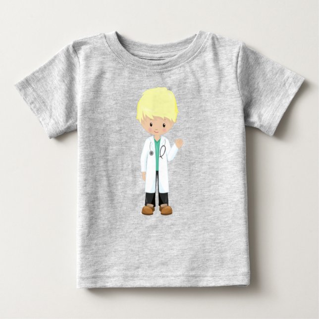 Doctor, Lab Coat, Medicine, Cute Boy, Blonde Hair Baby T-Shirt (Front)