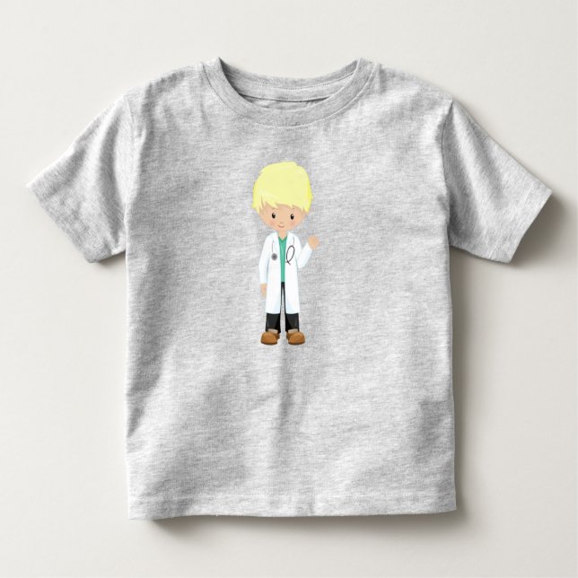 Doctor, Lab Coat, Medicine, Cute Boy, Blonde Hair Toddler T-Shirt (Front)