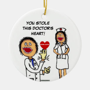 Doctor Loves Nurse Romance Ceramic Tree Decoration