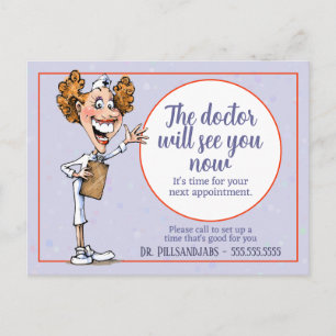 Doctor Medical appointment reminder Funny Nurse Postcard