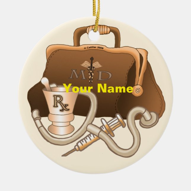 Doctor Medical Bag Ceramic Tree Decoration (Front)