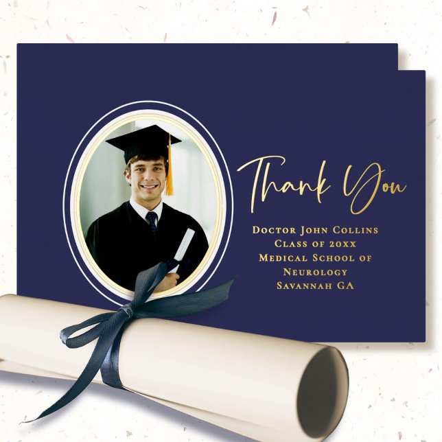 Doctor Medical Graduation Elegant Navy Thank You (Creator Uploaded)