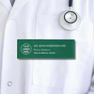 Doctor Medical Healthcare Clinic Logo Green Name Tag