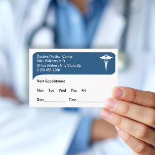 Doctor Medical Office Appointment Reminder Business Card
