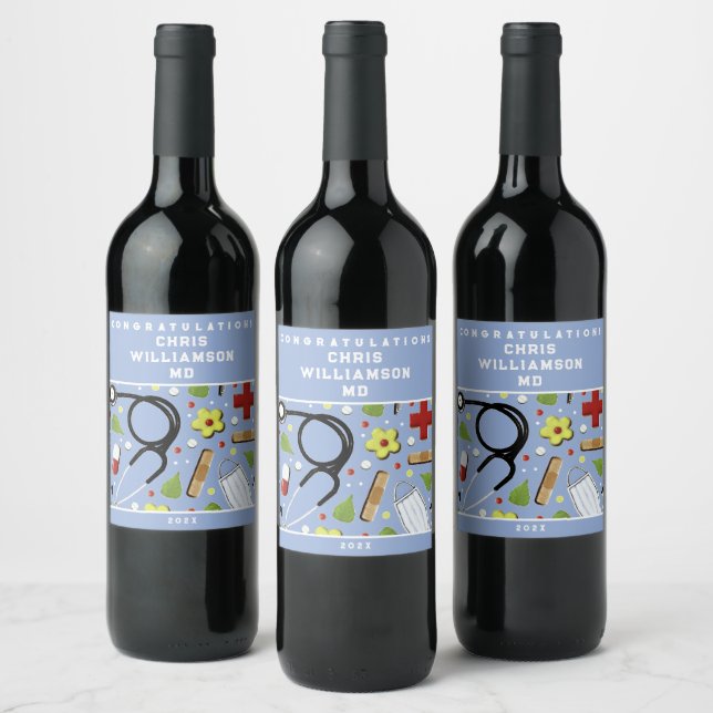 Doctor Medical School Graduation Wine Label (Bottles)
