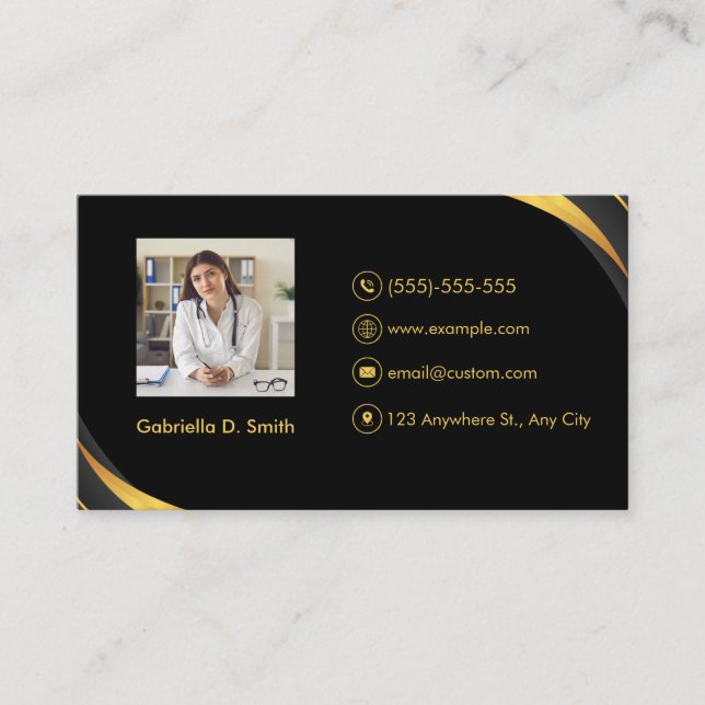 Doctor Modern Professional Black  Business Card (Front)
