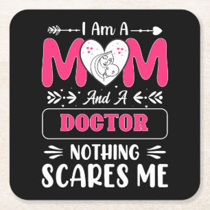 Doctor Mum, Funny Doctor Mum Square Paper Coaster