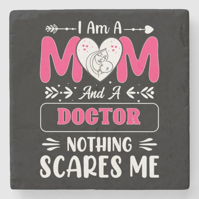 Doctor Mum, Funny Doctor Mum Stone Coaster (Front)