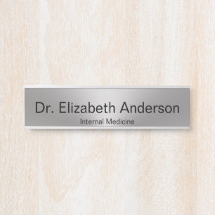 Doctor Name and Speciality Faux Silver and Black Door Sign