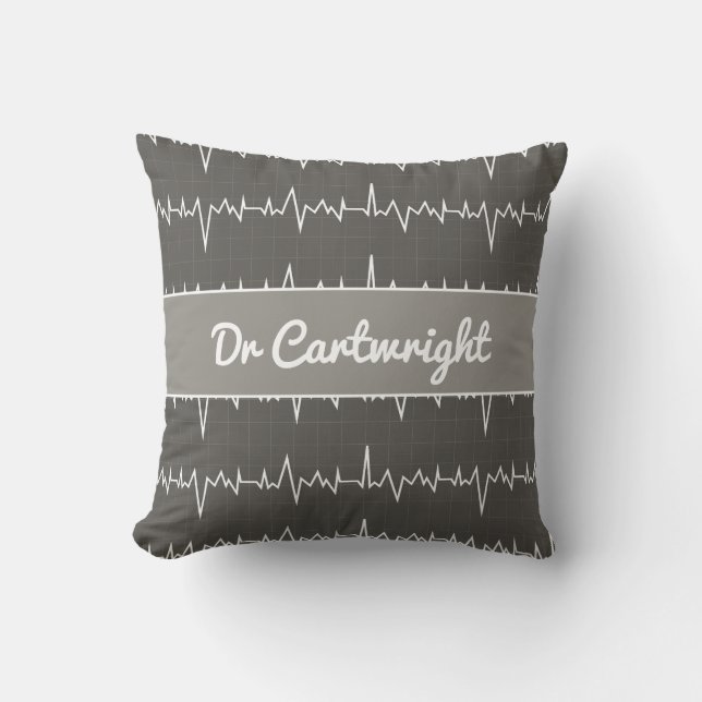 Doctor name custom ECG EKG medical heart gift Cushion (Front)