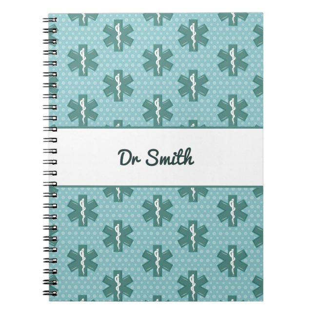 Doctor name custom physician symbol medical gift notebook (Front)