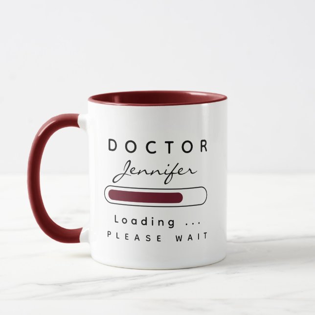 DOCTOR [Name] Loading Brown & White Mug (Left)