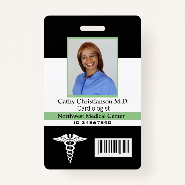 Doctor Name Photo Badge Scanner Code ID Badge (Front)