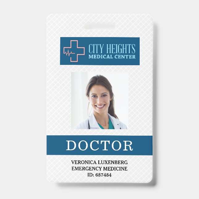 Doctor Name Photo ID Hospital Logo Professional Badge (Front)