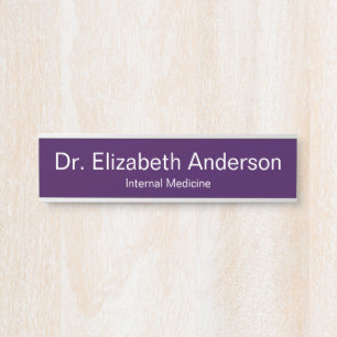 Doctor Name Speciality Dark Purple Medical Office Door Sign