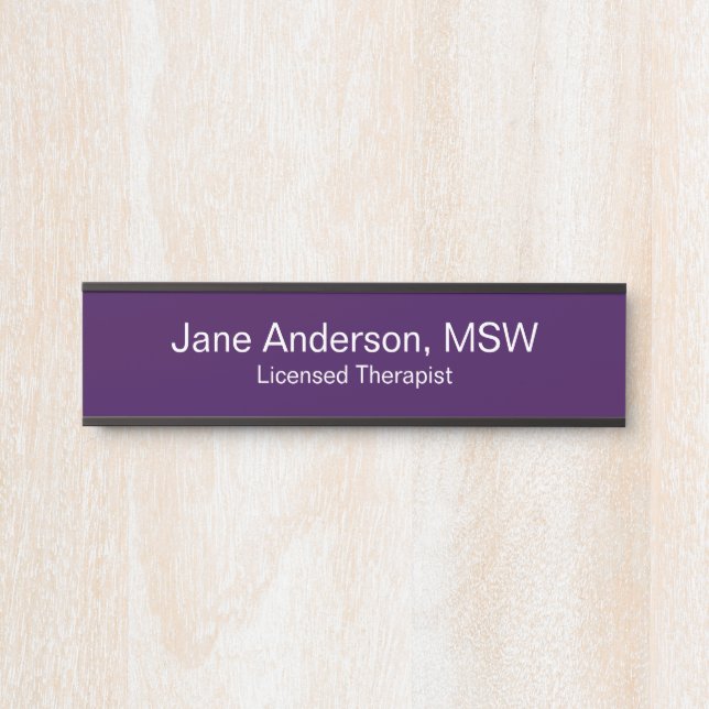 Doctor Name Speciality Purple White Medical Office Door Sign (Front)