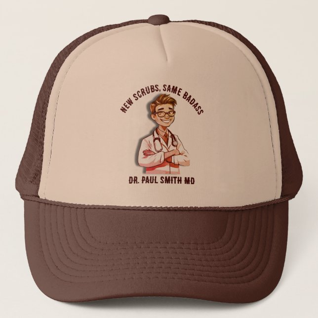 DOCTOR New scrubs same badass green  Trucker Hat (Front)