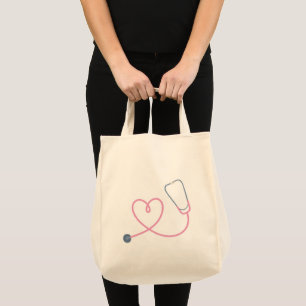 Doctor Nurse Heart Stethoscope Cute Medical Tote B Bag