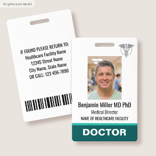 Doctor Nurse ID Badge Photo Logo Physician Green