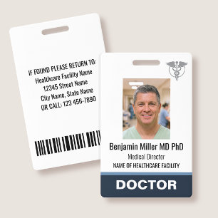 Doctor Nurse ID Badge Photo Logo Physician Grey