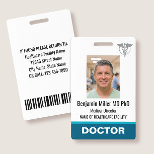 Doctor Nurse ID Badge Photo Logo Physician Teal