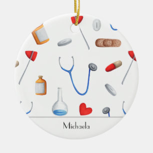 Doctor Nurse Medical Equipment Photo Christmas Ceramic Tree Decoration