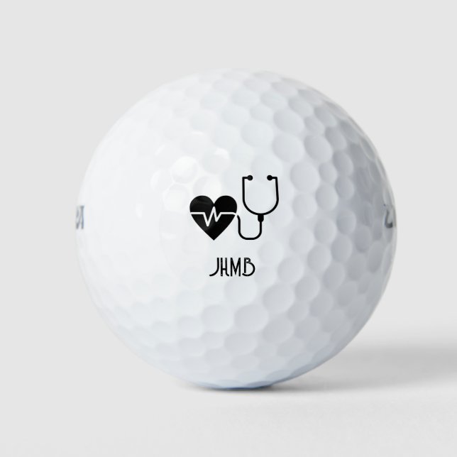 Doctor Nurse Medical  Monogram Art Golf Balls (Front)