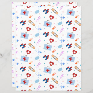 Doctor Nurse Medical Pattern Scrapbook Paper 