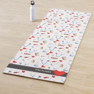 Doctor Nurse Medicine Clinic Equipment Pattern Yoga Mat