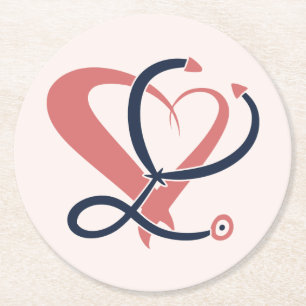 Doctor, nurse, paramedic, emergency gift template round paper coaster