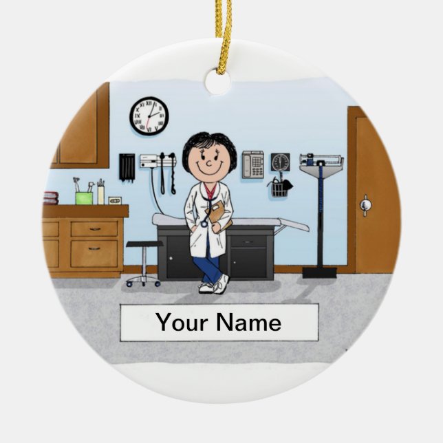 Doctor, Nurse, Physician Assistant - Female Ceramic Tree Decoration (Front)