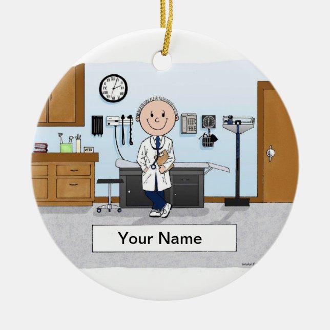 Doctor, Nurse, Physician Assistant - Male Ceramic Tree Decoration (Front)