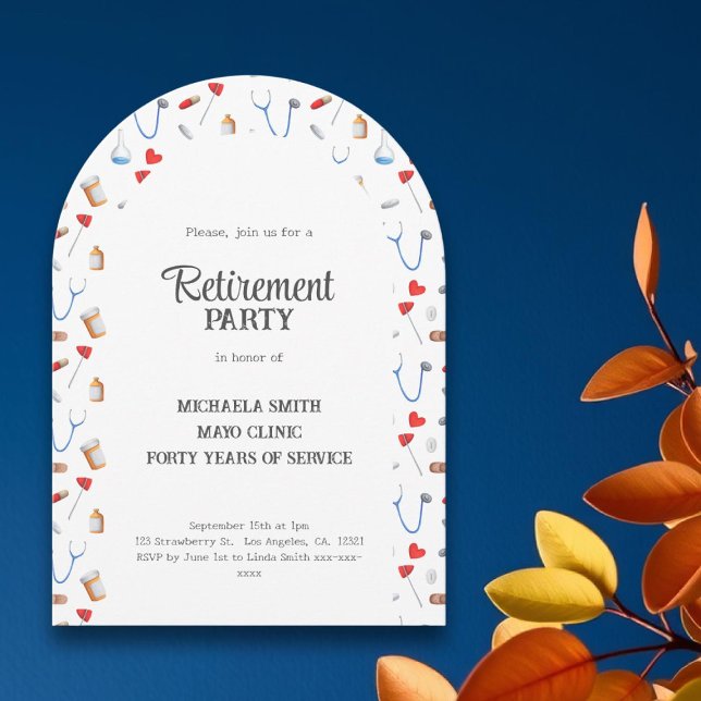 Doctor Nurse Retirement Party Arch Invitation (Creator Uploaded)