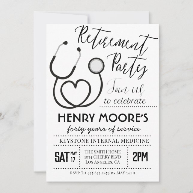 Doctor Nurse Retirement Party Invitation (Front)