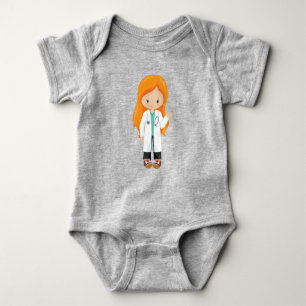 Doctor, Nurse, Stethoscope, Lab Coat, Orange Hair Baby Bodysuit