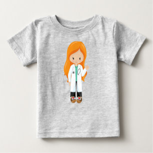 Doctor, Nurse, Stethoscope, Lab Coat, Orange Hair Baby T-Shirt