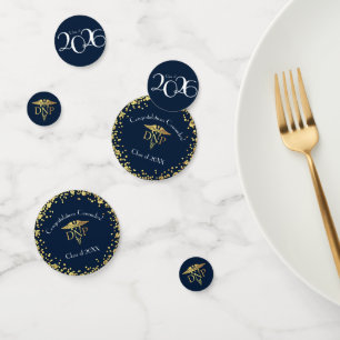 Doctor Nursing Practice Graduation Navy Blue Gold Confetti
