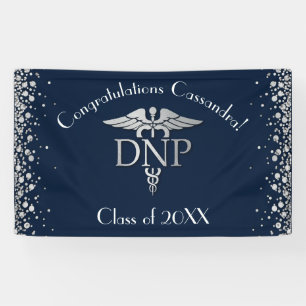 Doctor Nursing Practice Graduation NavyBlue Silver Banner