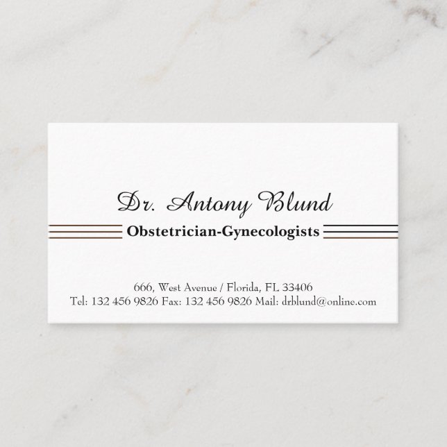 Doctor Obstetrician-Gynaecologist Business Card (Front)