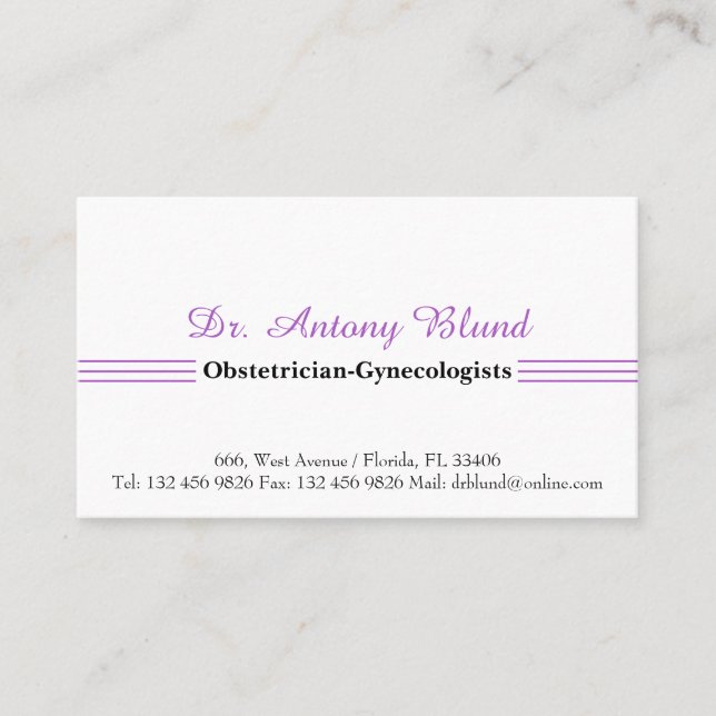 Doctor Obstetrician-Gynaecologists Blue Business C Business Card (Front)